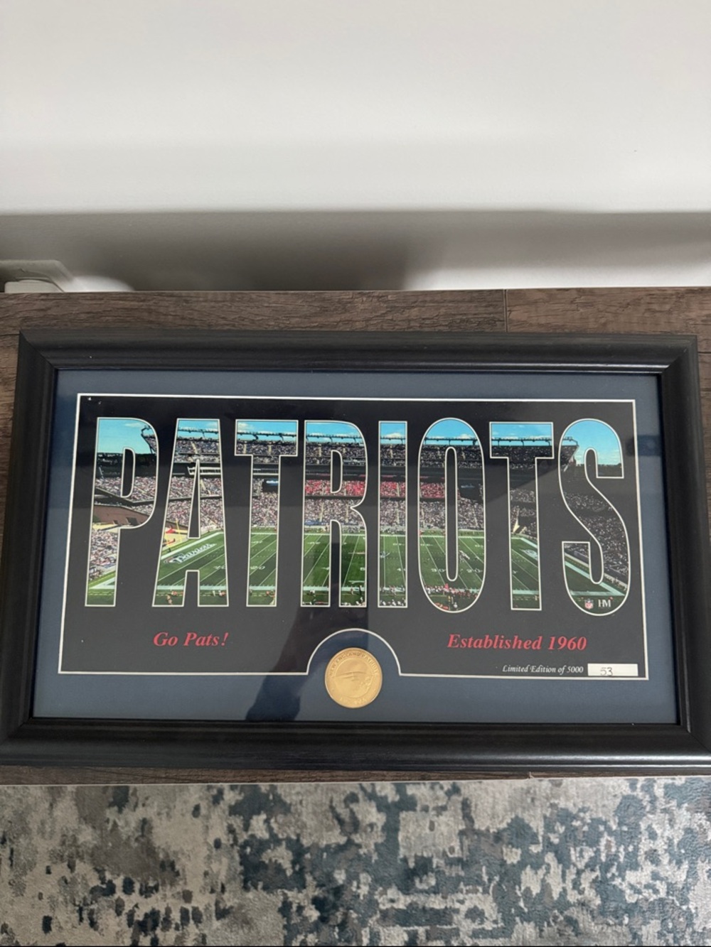 New England Patriots Framed Wall Art - Black Frame with Team Graphic